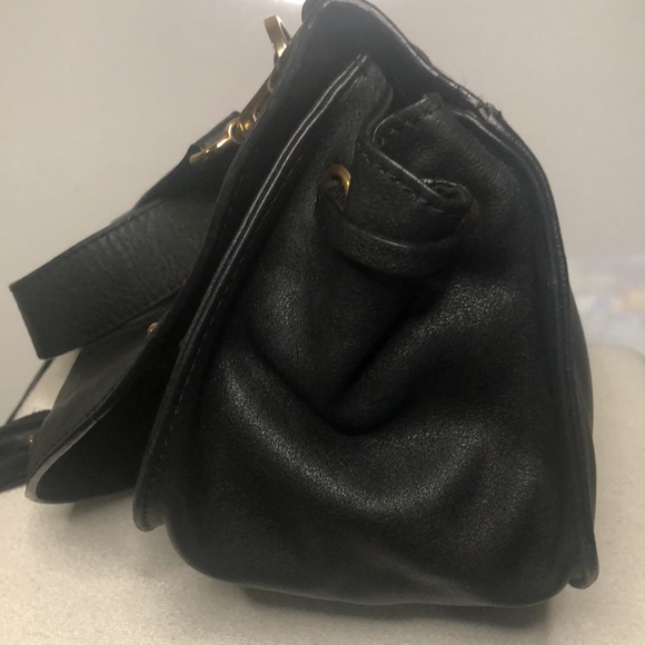 SEE BY CHLOE “COLLINS” Black Leather Saddlebag. Gold studs & leather tassels. - Picture 10 of 15